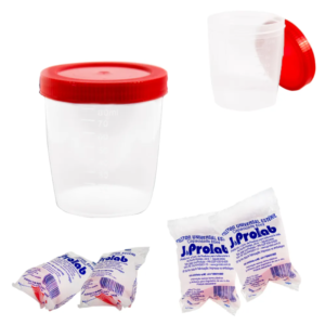 Coletor Universal 80ml Esteril Embalado Individualmente com Tampa Vermelha S/ Pá Pct 100 Und